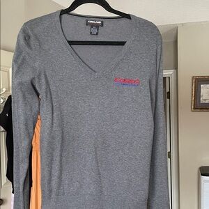 Kirkland Signature Women's Gray V-Neck Sweater